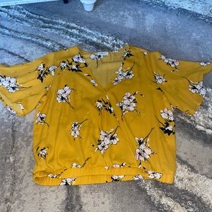 Sienna Sky Large Yellow Flower patterned Short Sleeve Blouse